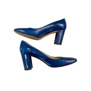 Kate Spade New York Blue Patent Leather Chunky Heel Pumps Size 7.5B